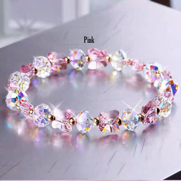 Butterfly Elegance: Crystal Beaded Bracelet with Bohemian Charms - Picture 4 of 6